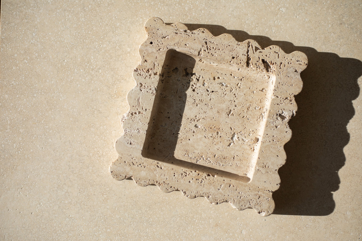 Crafted from a single piece of Indian Green Marble. This elegant, handmade decorative tray features unique color and pattern variations, making each one a one-of-a-kind piece.