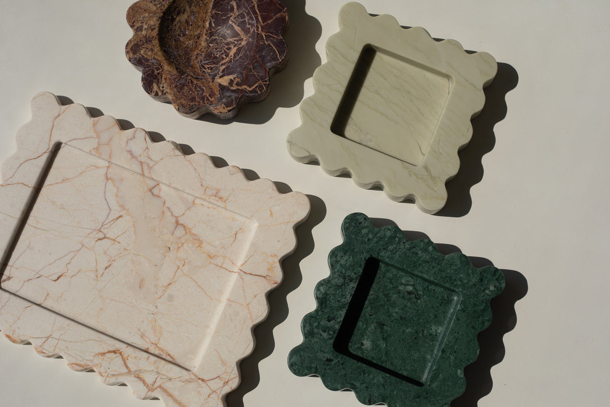 Ornamental home trays like the 810 Tray Havasu can transform ordinary objects into a tableaux of treasured homeware pieces.