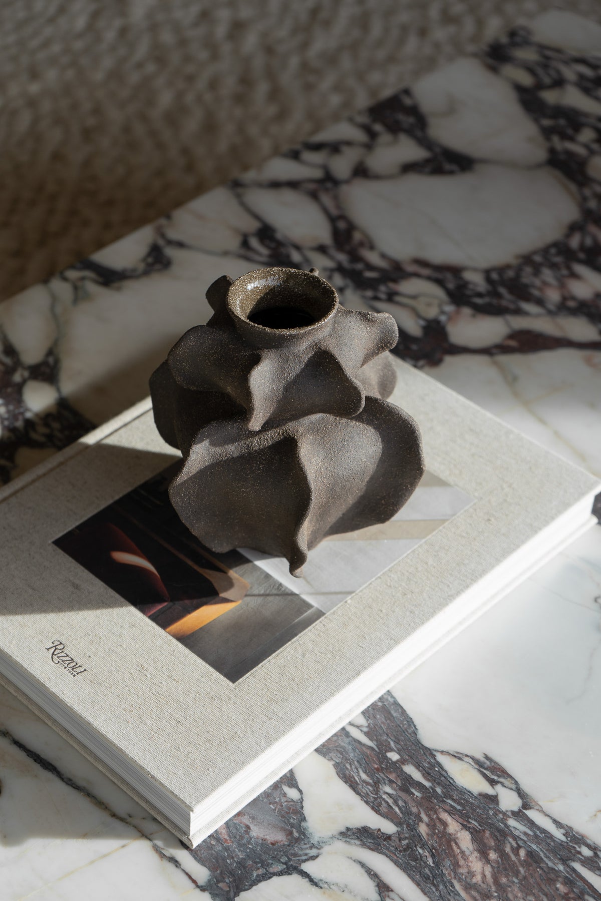 Ripple Vase in Black Textured Black Clay Handmade Ceramics by Ruby Bell Ceramics