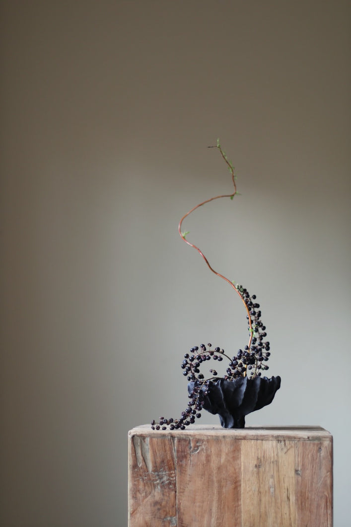 Acropora Ceramic Handsculpted Vase in Black INK by AA Ceramics Work of Art Inspired by Coral Reefs. Luxury Home Decor