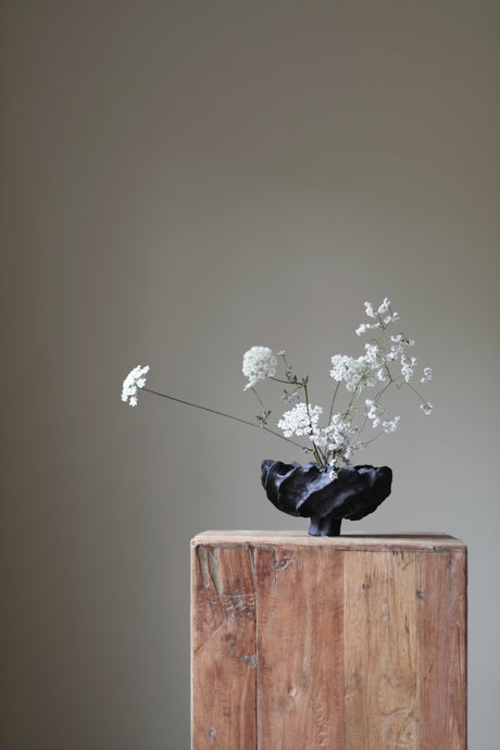 Atoll Ceramic Handsculpted Vase in Black INK by AA Ceramics Work of Art Inspired by Coral Reefs. Luxury Home Decor