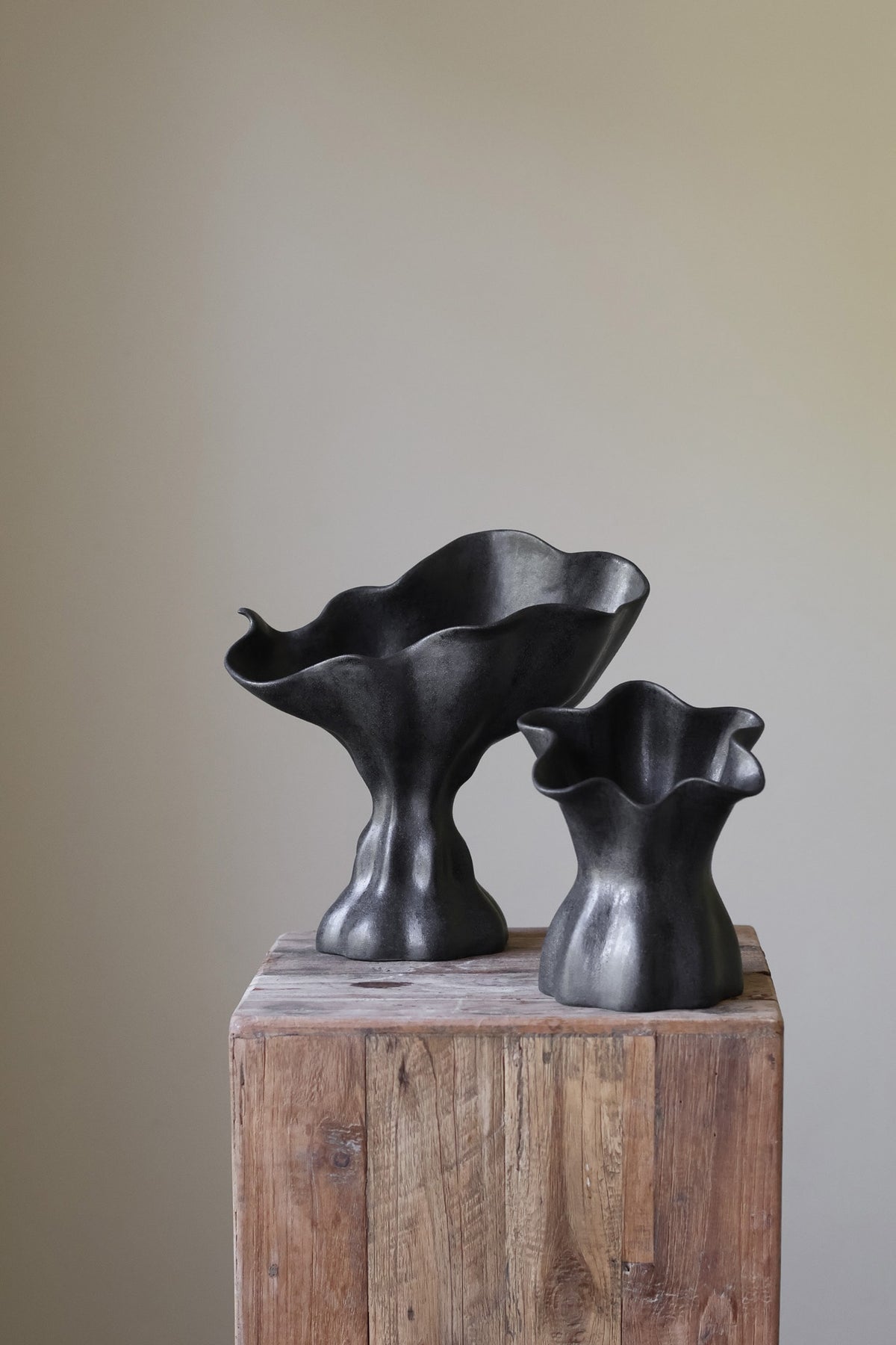 ZENITH SCULPTURAL VESSEL AND MINI BLOOM VESSEL BY KAREN QUIRION
