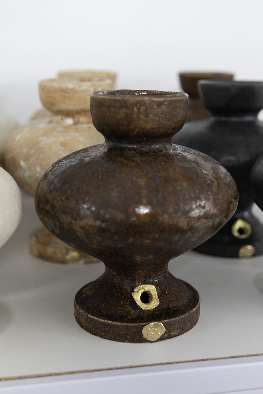 Sculptural ceramic lamps for interior design from our exclusive Vesta Lamp Collection, handmade in Spain by Canoa Lab.