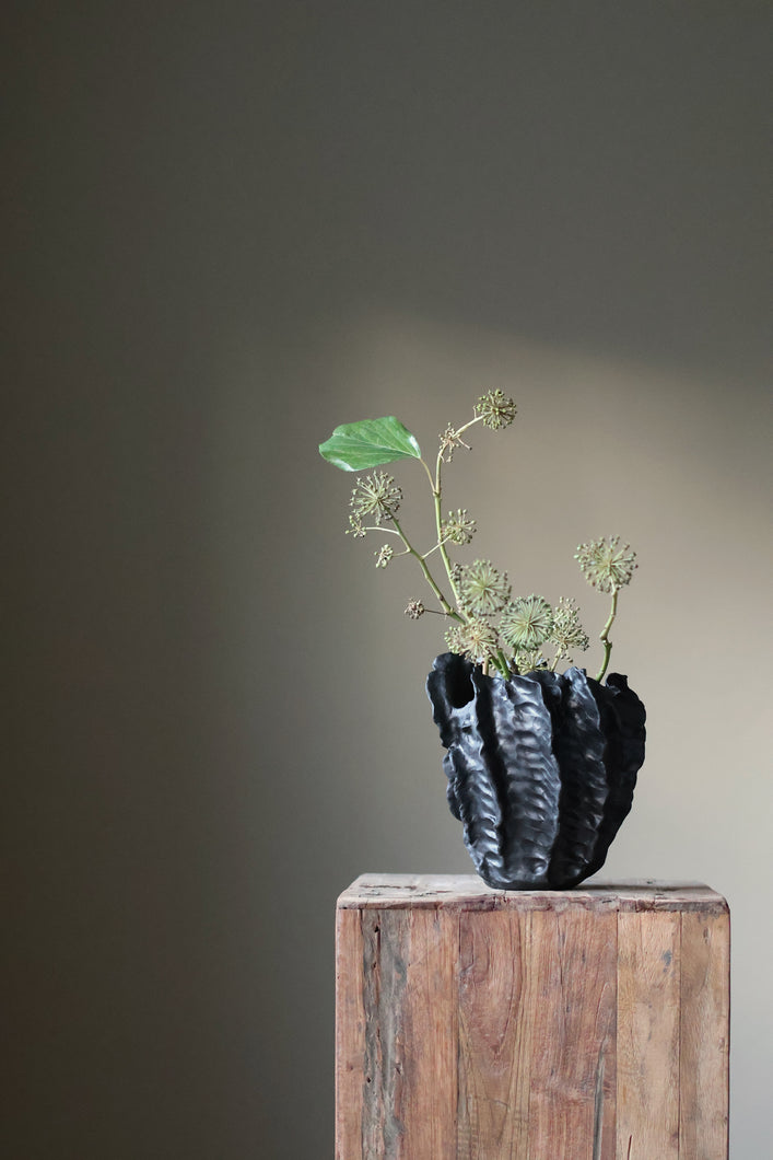 Great Barrier Reef Vase Handmade in Matte Black INK by Anna Altman AA Ceramics