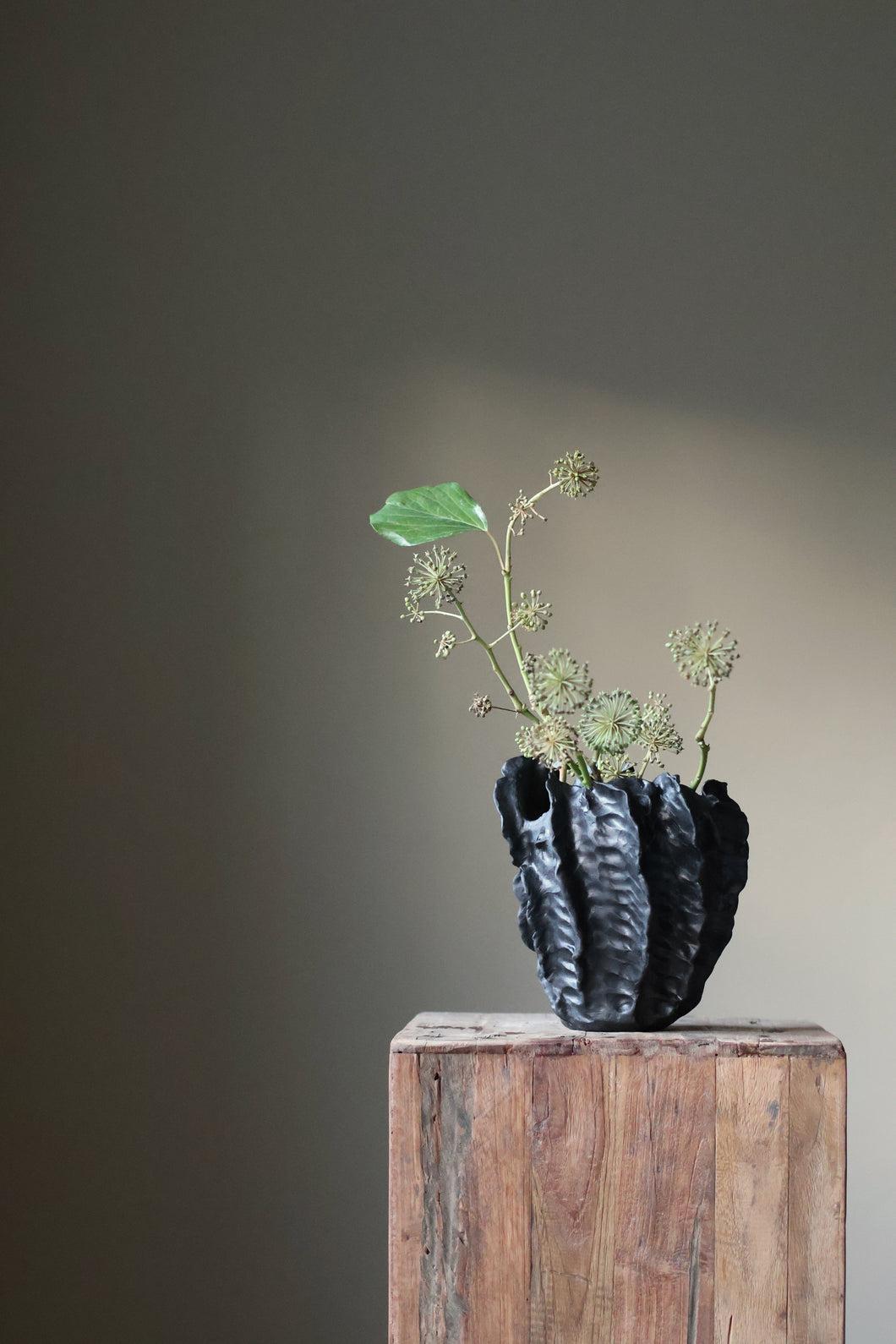 Great Barrier Reef Vase Handmade in Matte Black INK by Anna Altman AA Ceramics