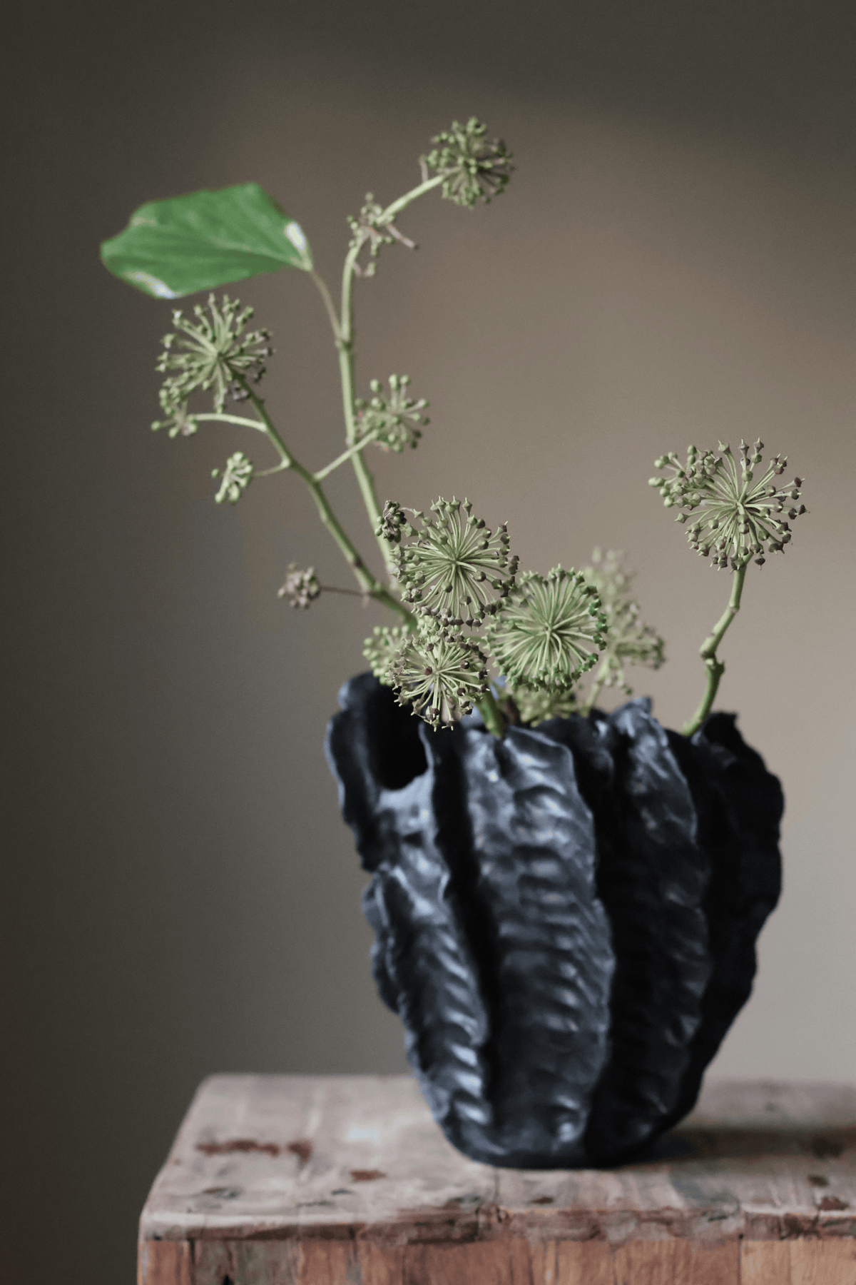 Great Barrier Reef Vase Handmade in Matte Black INK by Anna Altman AA Ceramics