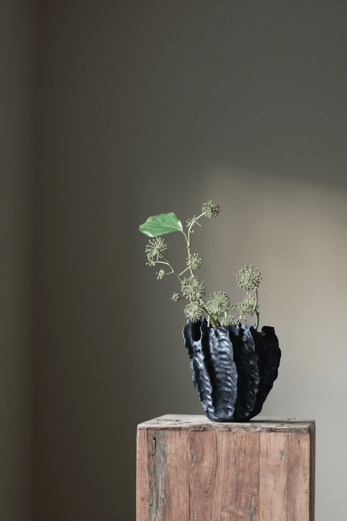 Great Barrier Reef Vase Handmade in Matte Black INK by Anna Altman AA Ceramics