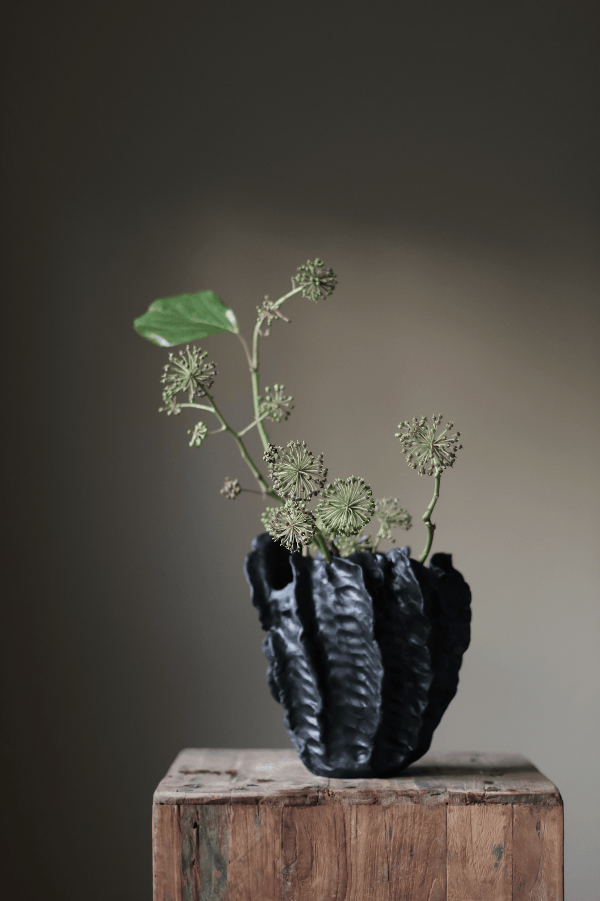 Great Barrier Reef Vase Handmade in Matte Black INK by Anna Altman AA Ceramics