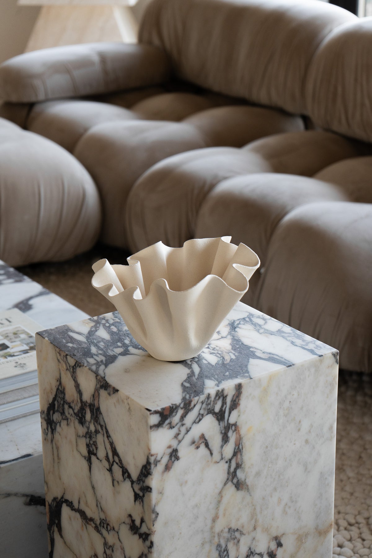 CREAM CERAMIC RUFFLE BOWL