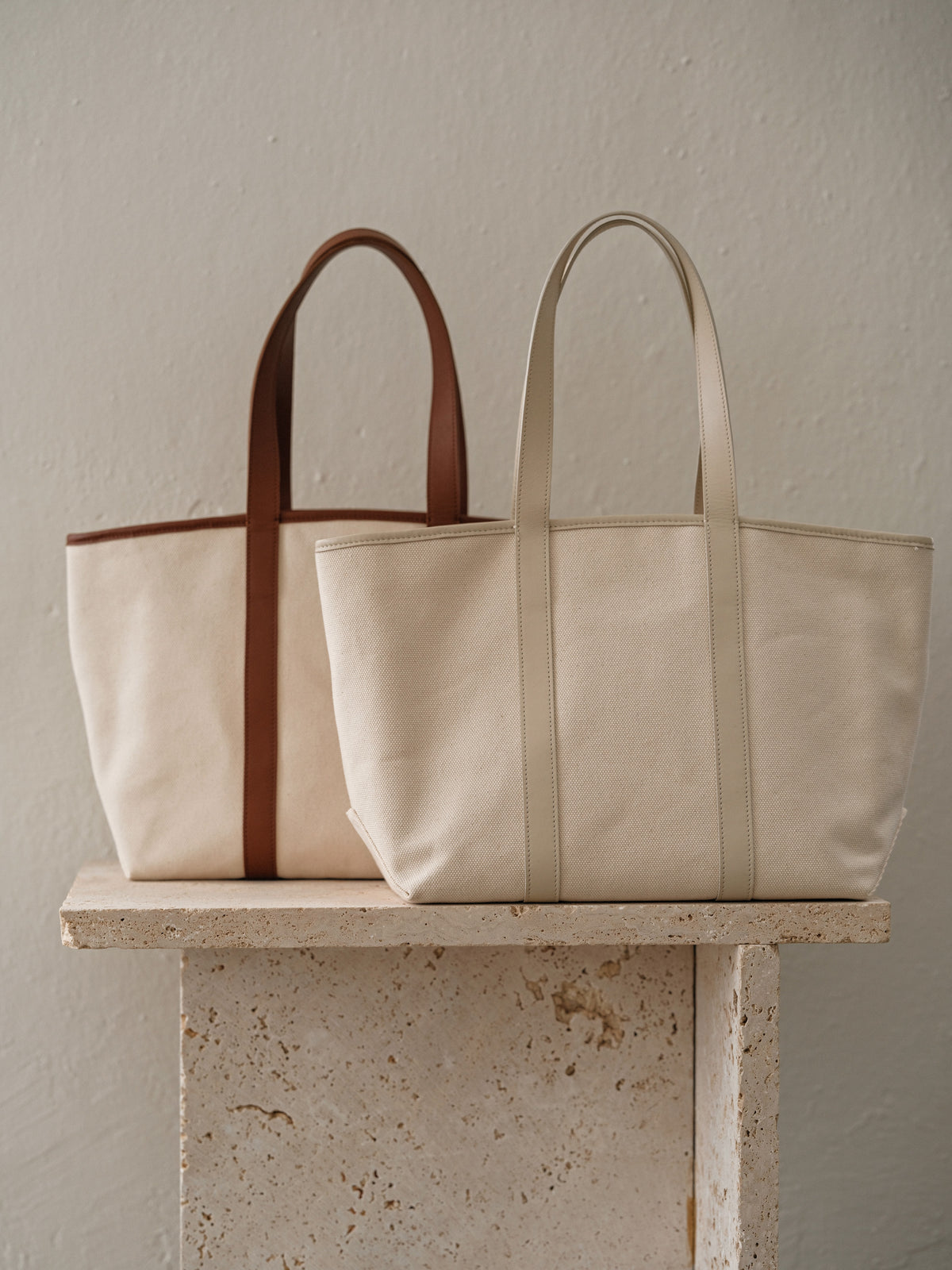 The Structured Tote Bag Luxury Canvas and Leather Work Bag INK + PORCELAIN x Dāl the Label