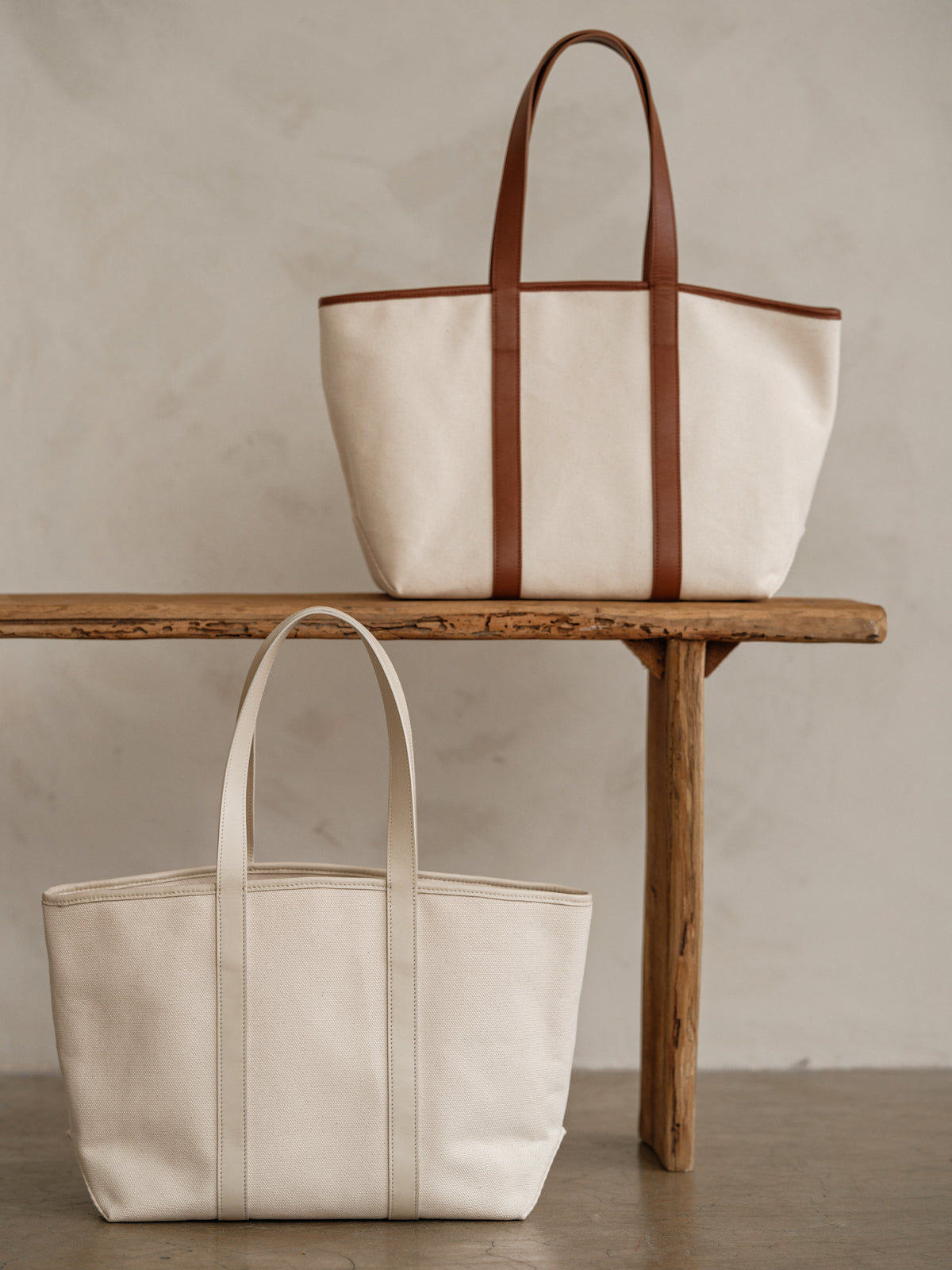 The Structured Tote Bag Luxury Canvas and Leather Work Bag INK + PORCELAIN x Dāl the Label