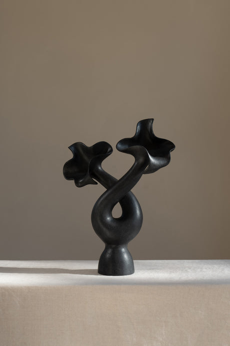 Eden Sculptural Vessel by Karen Quirion in Matte Black INK Luxury Home Decor