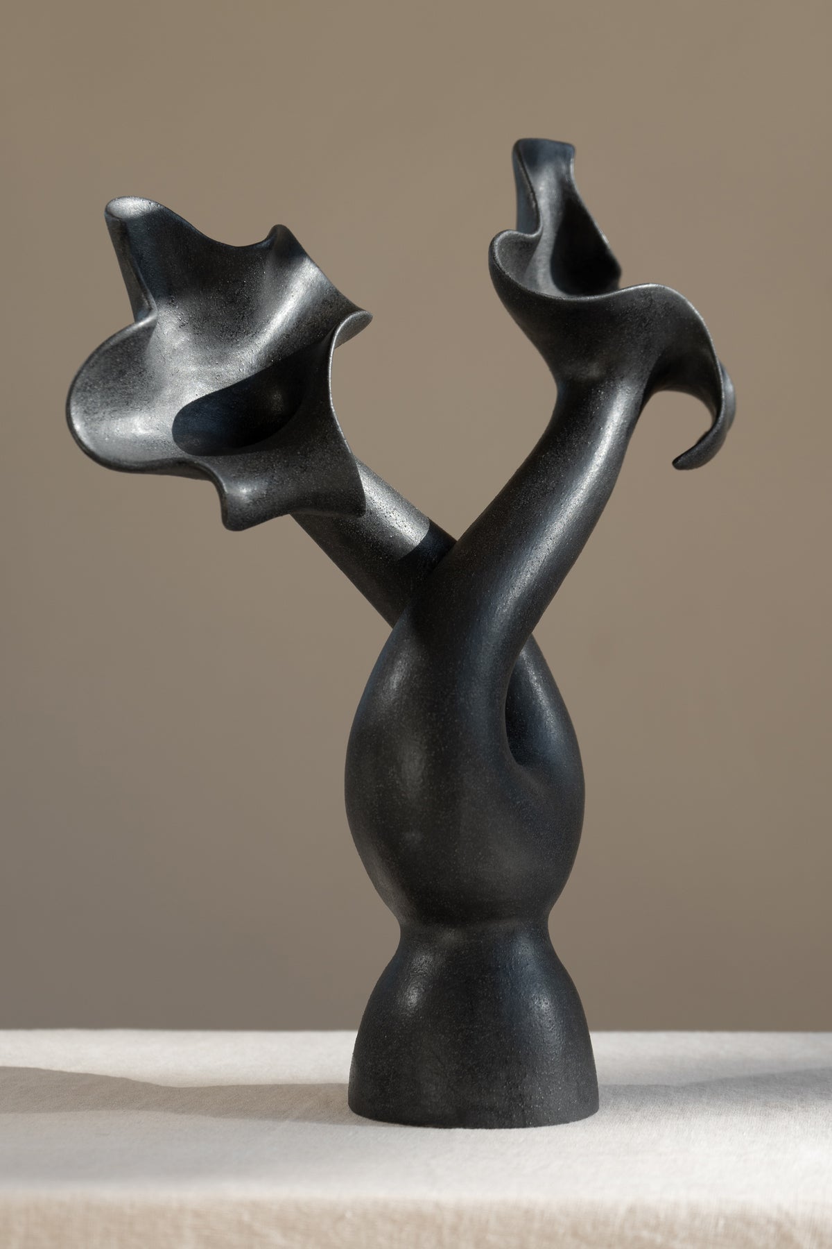 Eden Sculptural Vessel by Karen Quirion in Matte Black INK Luxury Home Decor