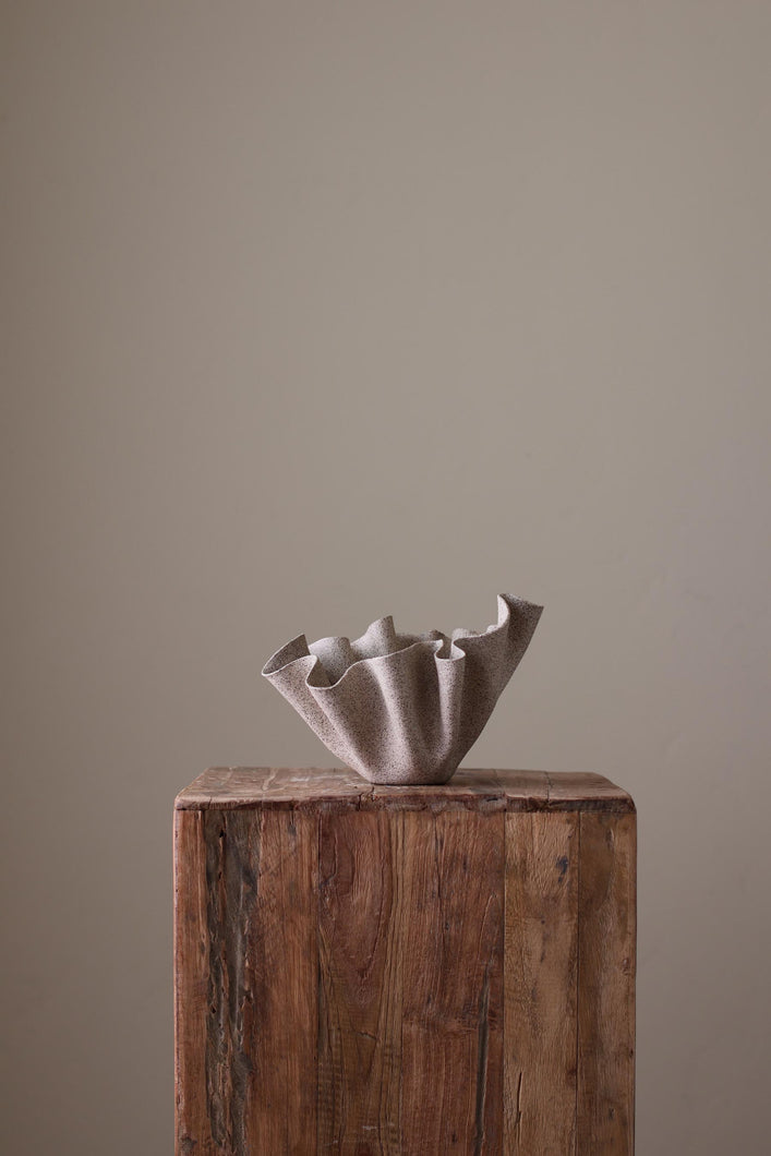 Ruffle Bowl Home Decor Ceramic Handmade Art Object Interior Design Decorative Grey INK + PORCELAIN