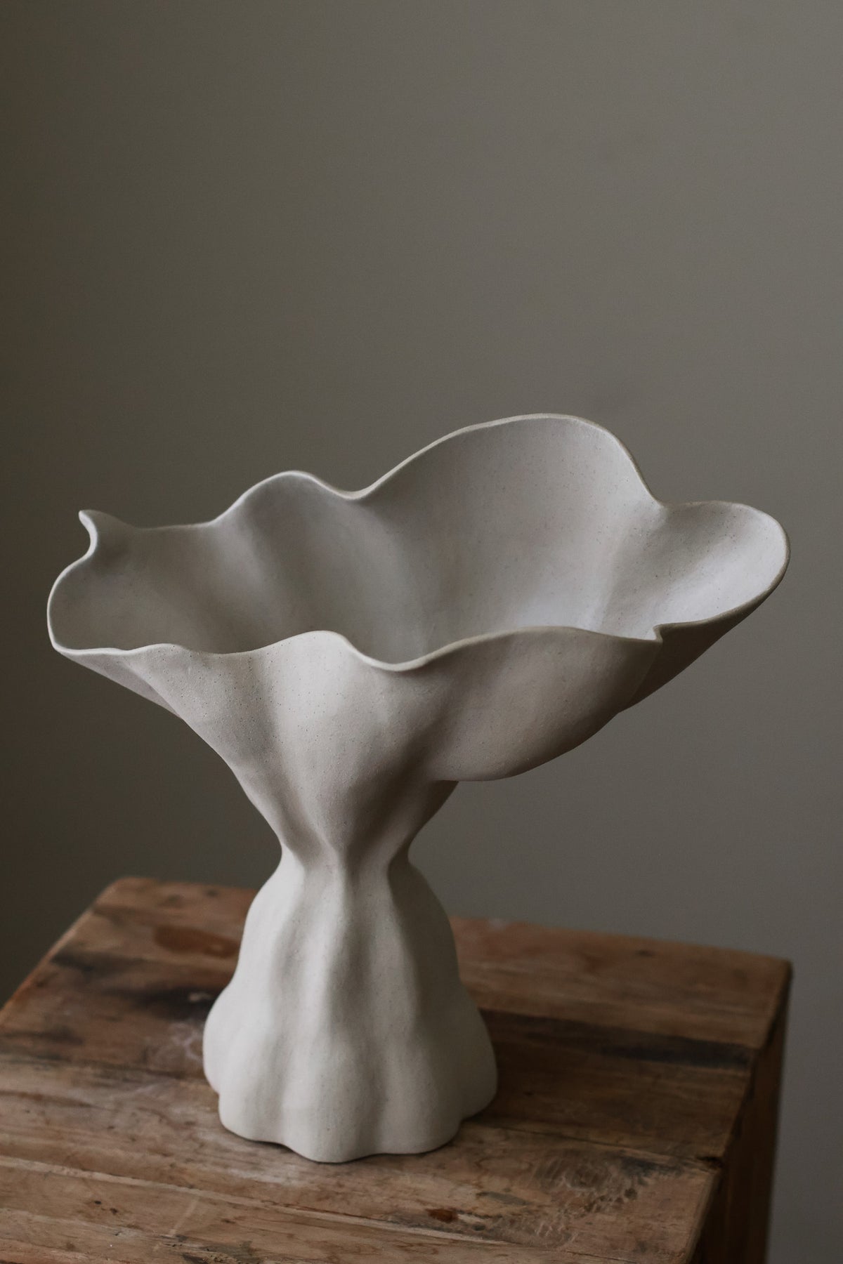 Zenith Sculptural Vessel is a contrasting sculpture with a  beautiful balance of voluminous curves and soft ripples