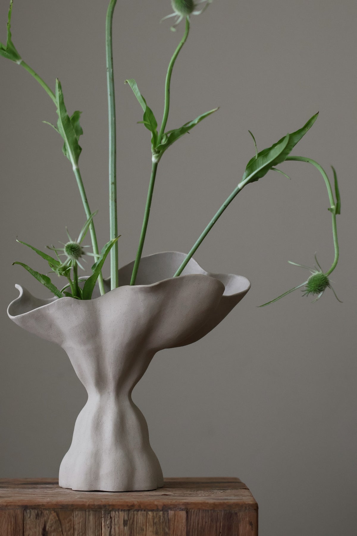 Zenith Sculptural Vessel is a contrasting sculpture with a  beautiful balance of voluminous curves and soft ripples