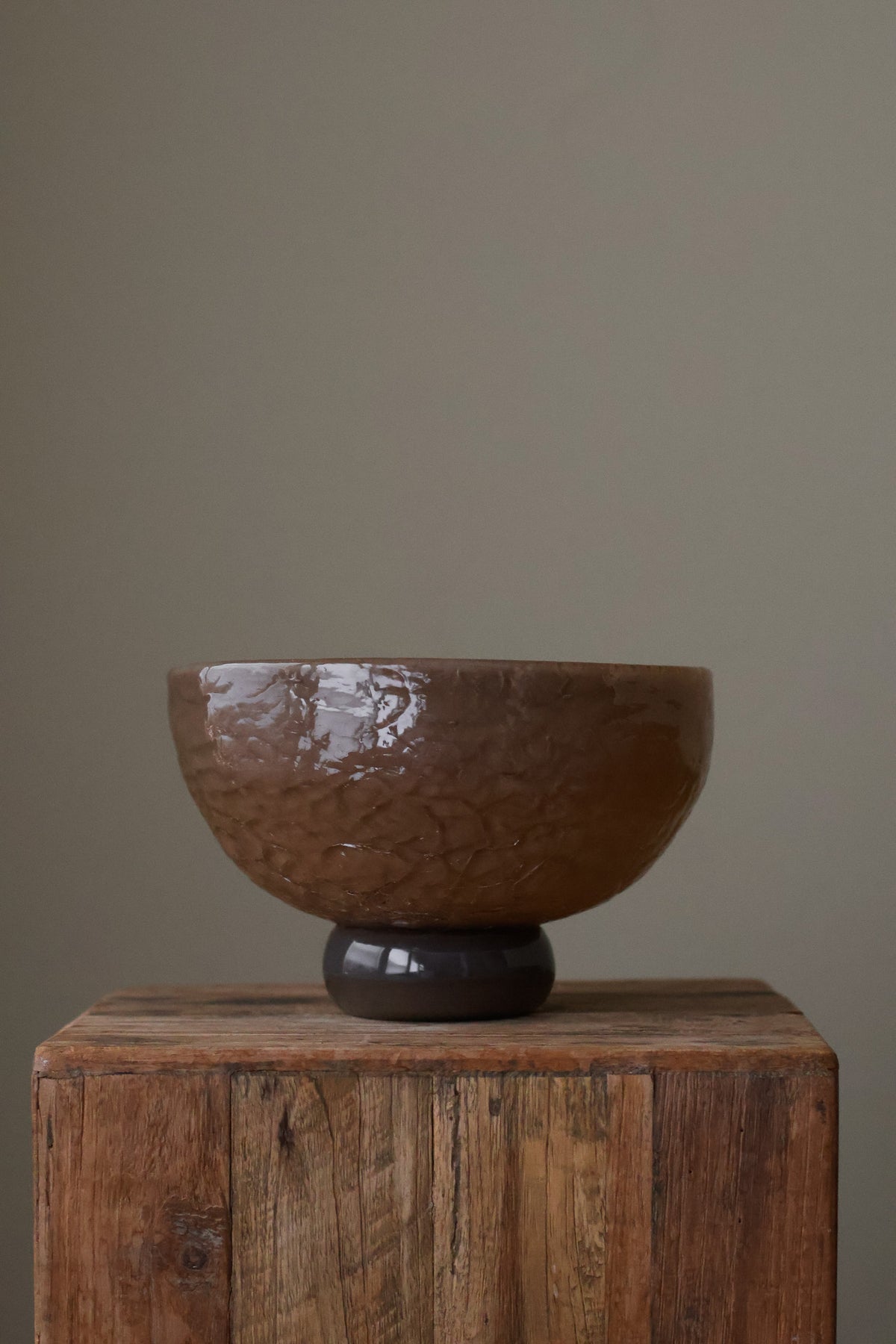 CRACKLE GLASS BOWL SEPIA