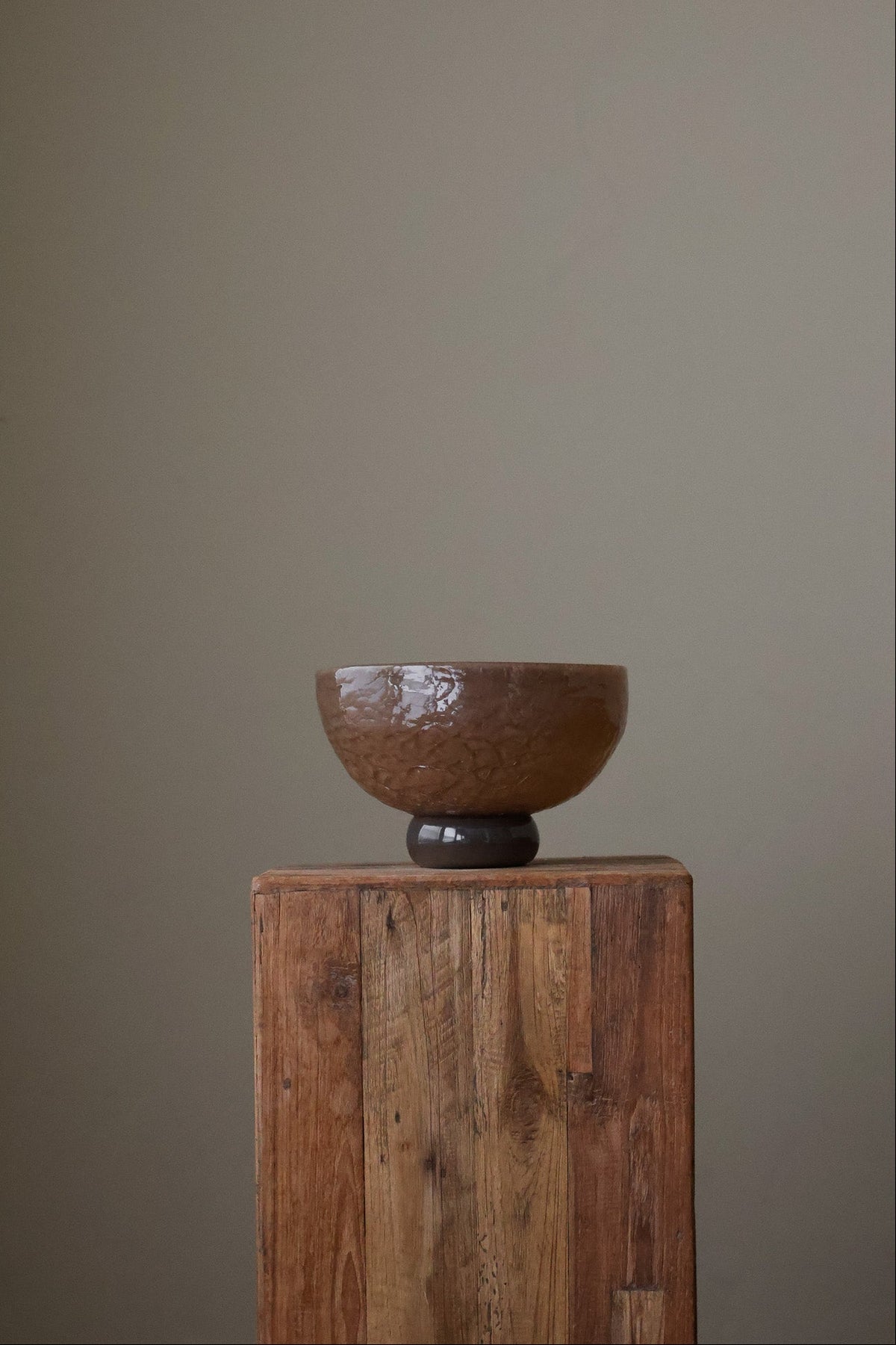 CRACKLE GLASS BOWL SEPIA