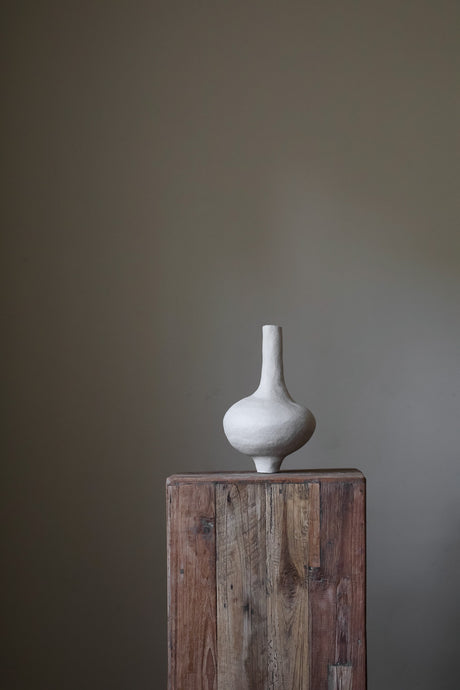 Unique sculptural, showcasing organic form and textured surface. Hand-built and inspired by ancient pottery and natural elements.