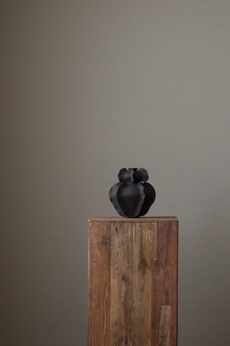 Ripple Vase in Black Textured Black Clay Handmade Ceramics by Ruby Bell Ceramics