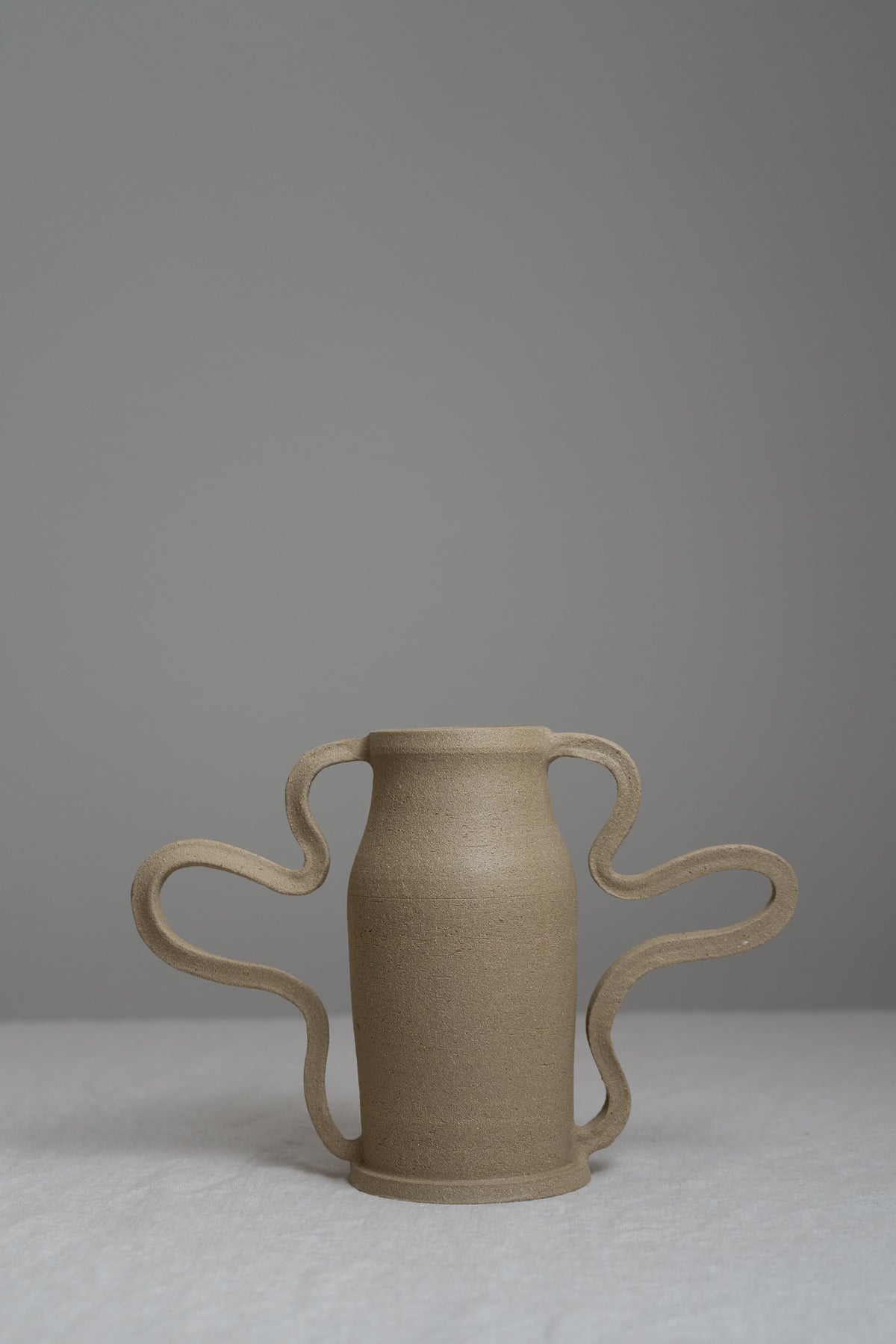 Ceramic Curvy Amphora Vase in Dune Tan Handmade by Kuu Pottery available exclusively on INK + PORCELAIN - Artful Objects Designed by Women