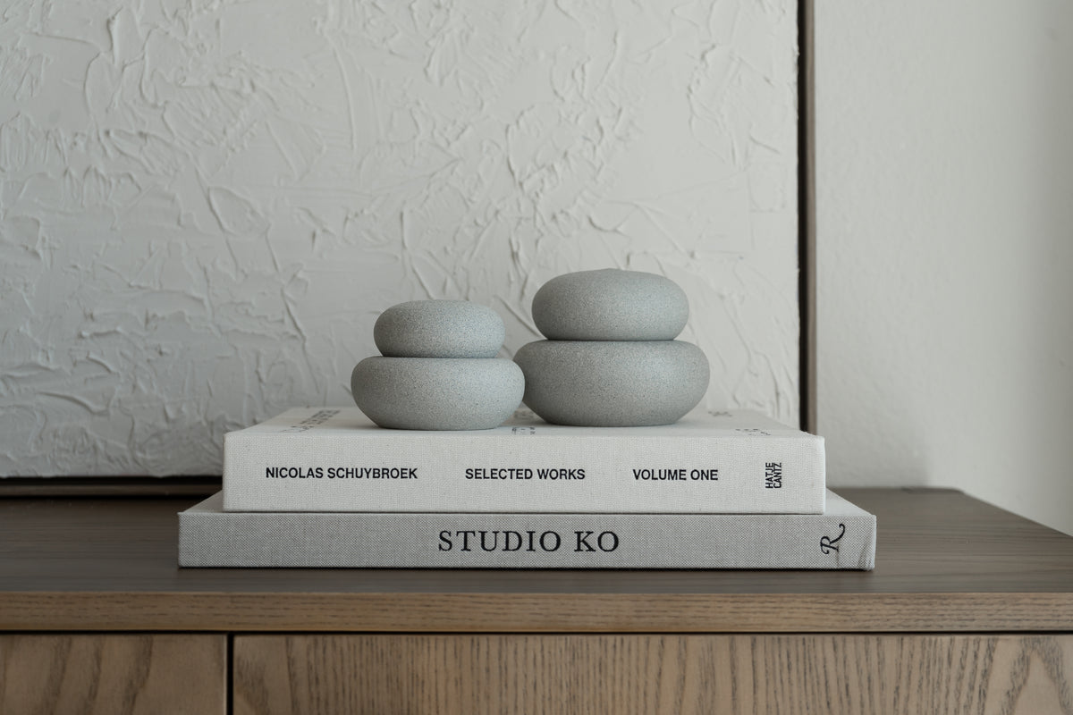 Grey Wish Stone Vanity Handmade Ceramic Container With Lid Home Decor Luxury Accents Made By Eunjin for INK + PORCELAIN