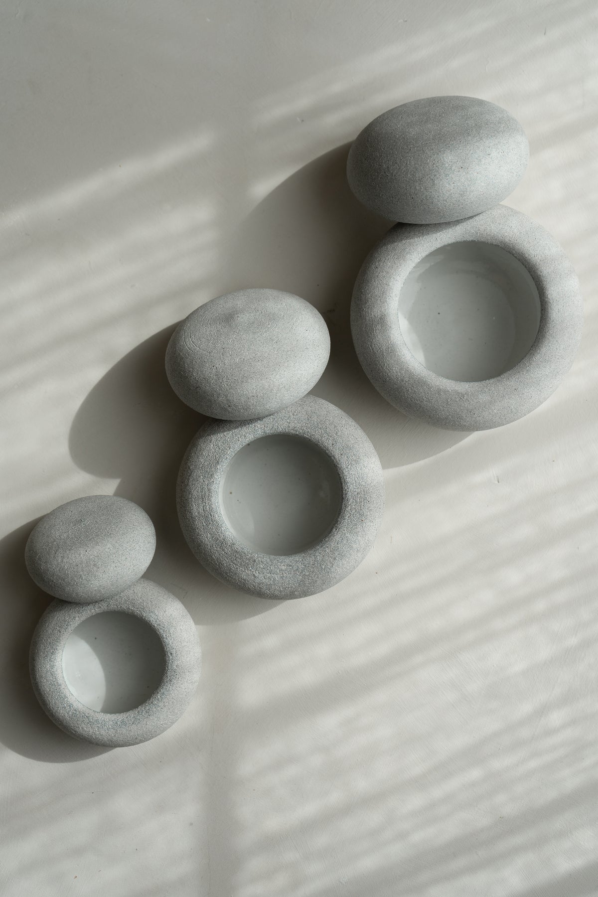 Grey Wish Stone Vanity Handmade Ceramic Container With Lid Home Decor Luxury Accents Made By Eunjin for INK + PORCELAIN