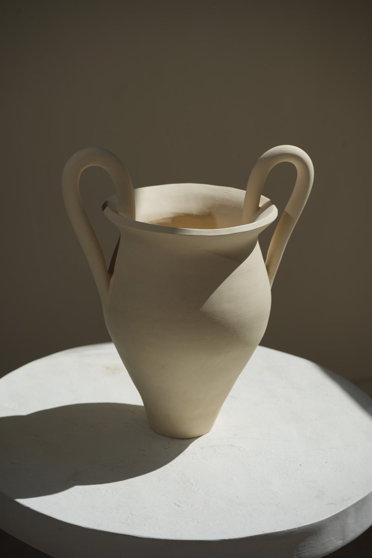 Sand Sculptural Vase Handmade Ceramic Vessel in Cream Beige by Amanda Hummes