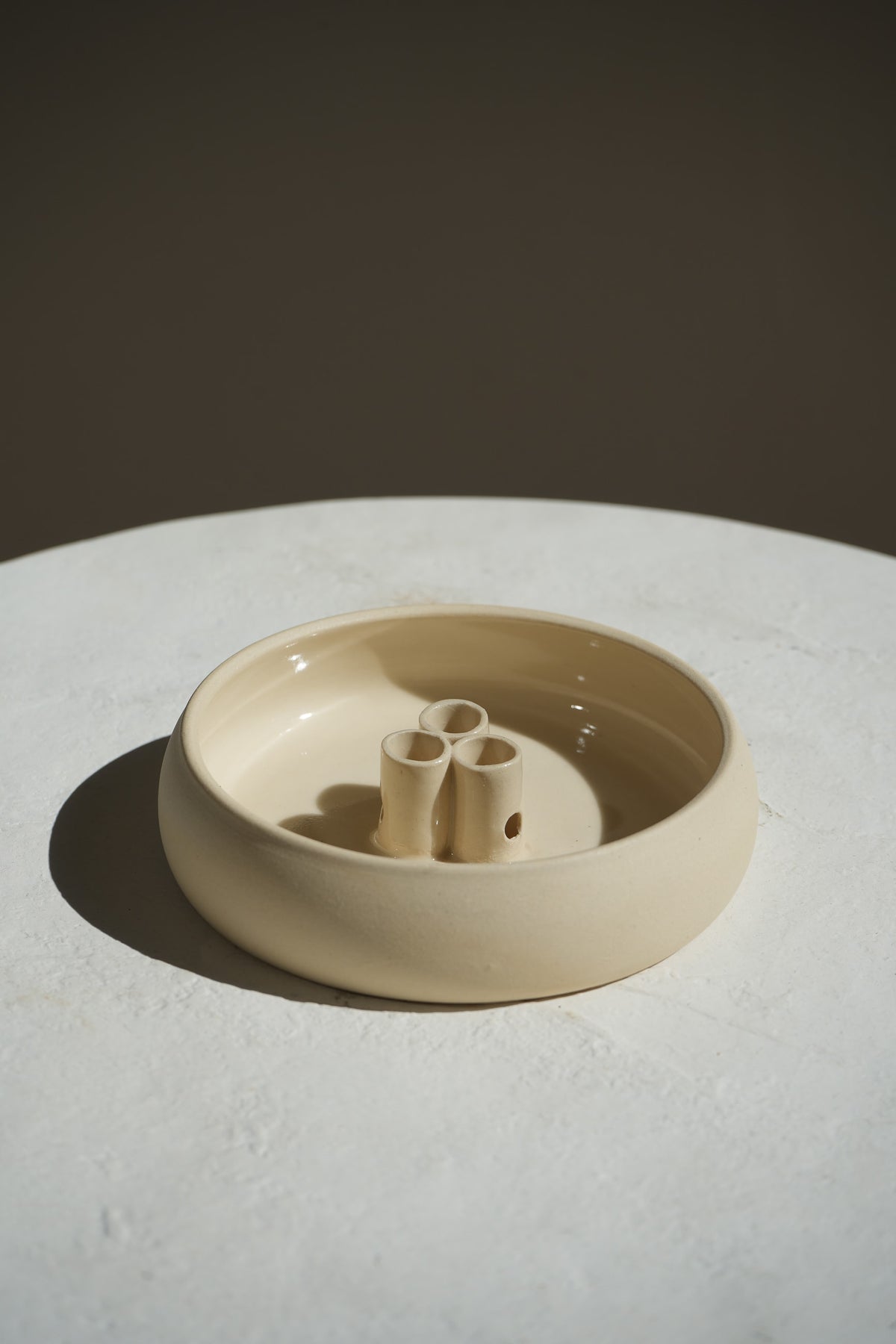 Ikebana Vessel Floral Arrangement Handmade Cream Ceramic by Ekua Ceramics Minimal Design
