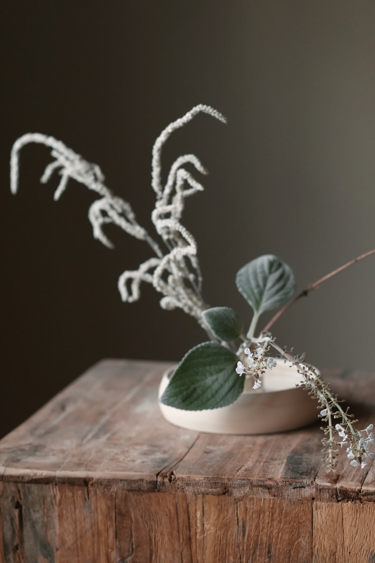 Ikebana Vessel Floral Arrangement Handmade Cream Ceramic by Ekua Ceramics Minimal Design