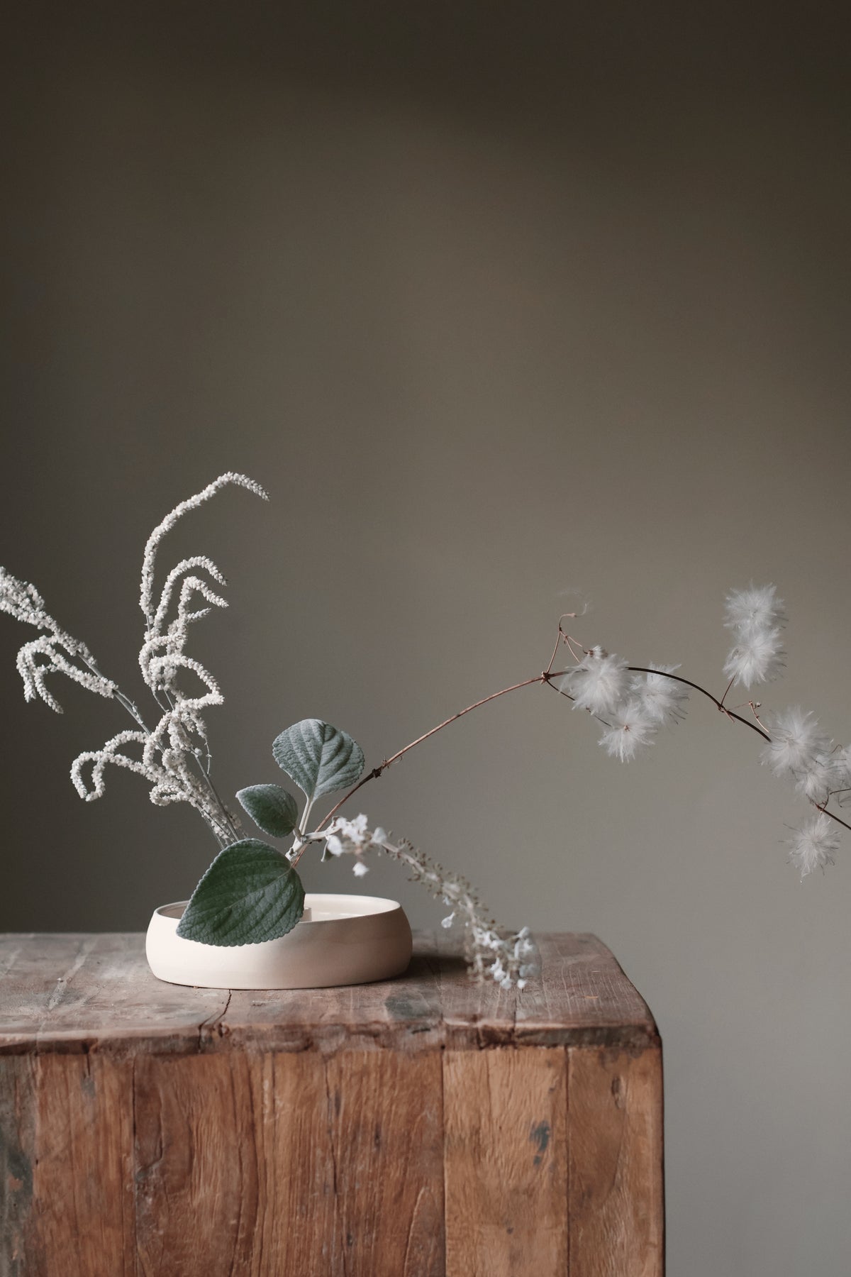 Ikebana Vessel Floral Arrangement Handmade Cream Ceramic by Ekua Ceramics Minimal Design