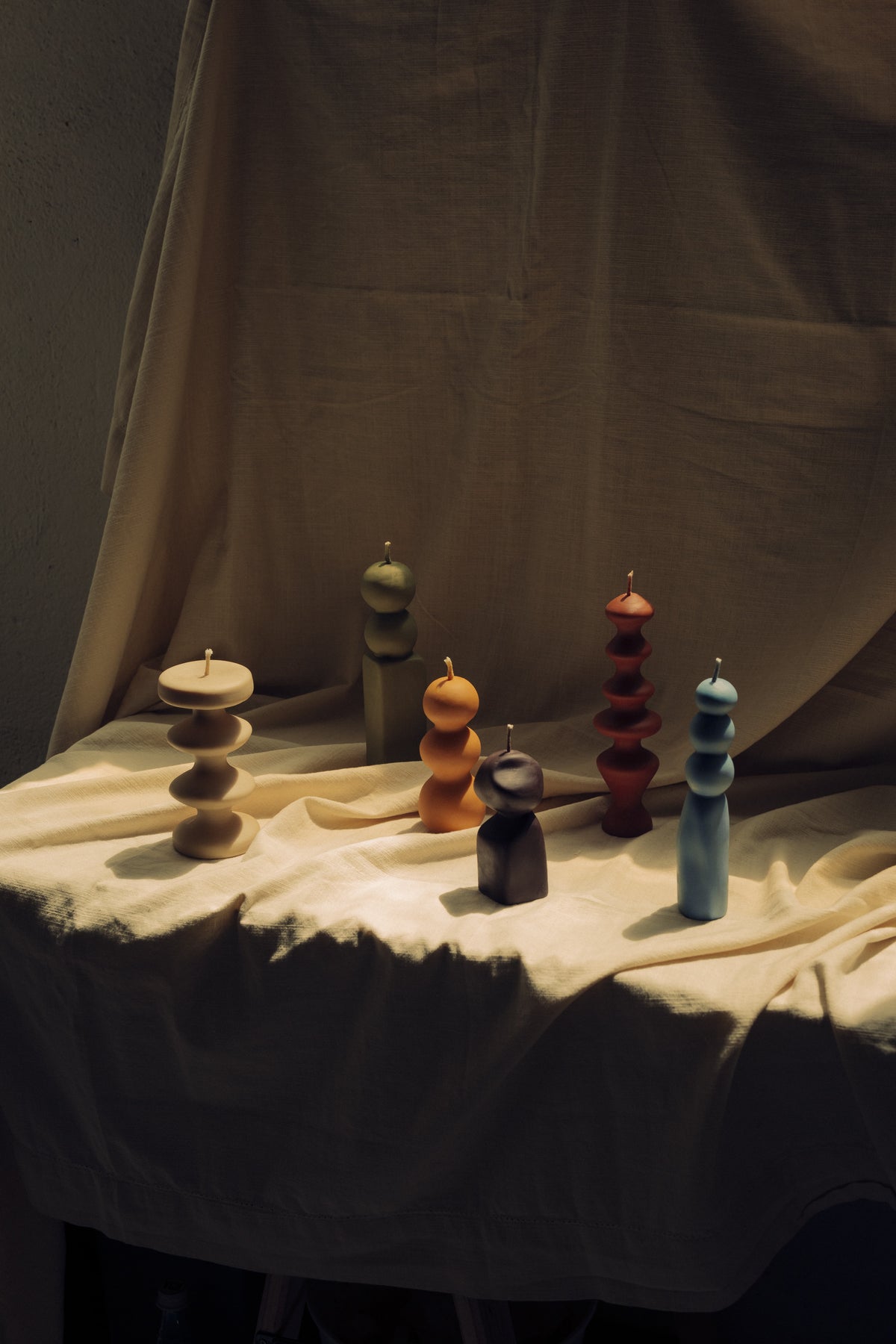 Sculptural Candle Set Handmade Artistic Pillar Candles
