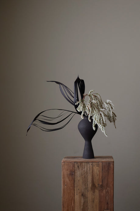 Ovular Vase in Black Textured Black Clay Handmade Ceramics by Ruby Bell Ceramics