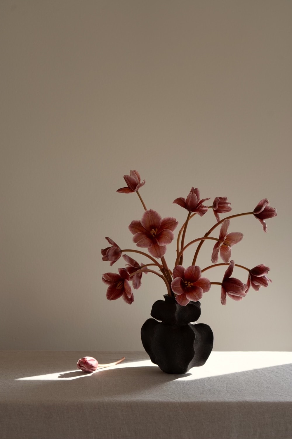 Ripple Vase in Black Textured Black Clay Handmade Ceramics by Ruby Bell Ceramics