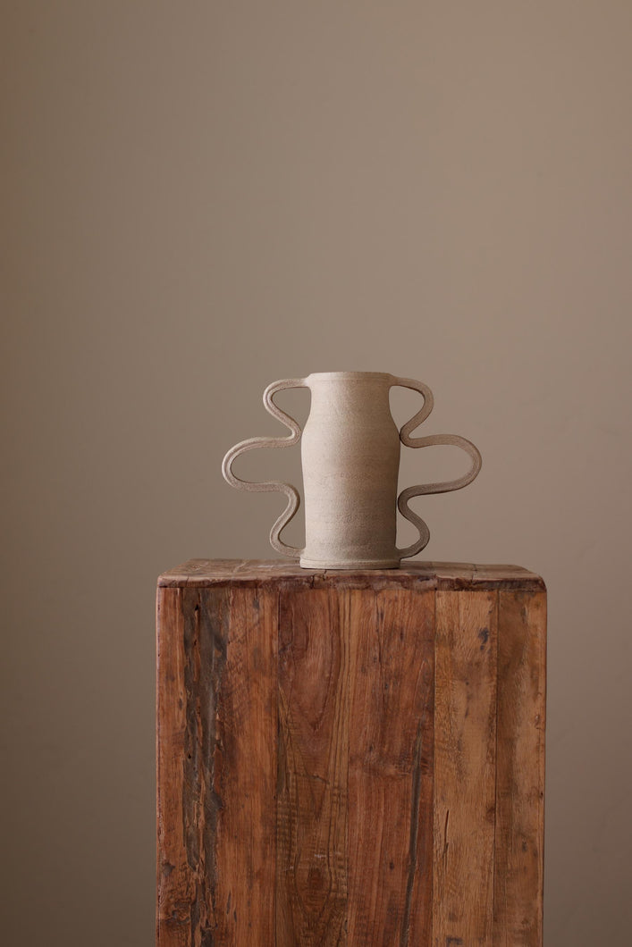Ceramic Curvy Amphora Vase in Dune Tan Handmade by Kuu Pottery available exclusively on INK + PORCELAIN - Artful Objects Designed by Women