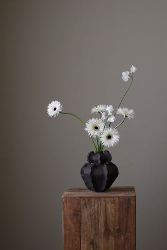 Ripple Vase in Black Textured Black Clay Handmade Ceramics by Ruby Bell Ceramics