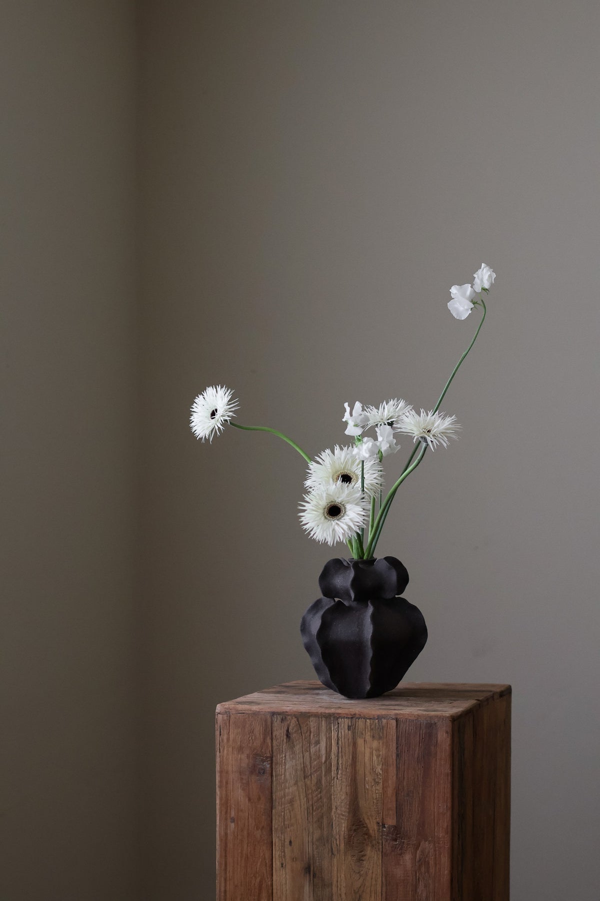 Ripple Vase in Black Textured Black Clay Handmade Ceramics by Ruby Bell Ceramics