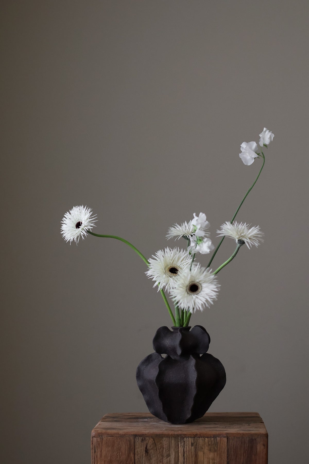 Ripple Vase in Black Textured Black Clay Handmade Ceramics by Ruby Bell Ceramics