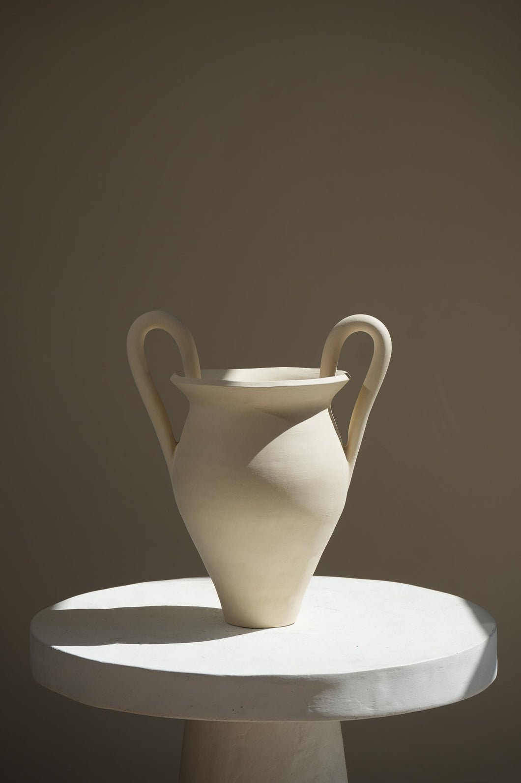 Sand Sculptural Vase Handmade Ceramic Vessel in Cream Beige by Amanda Hummes