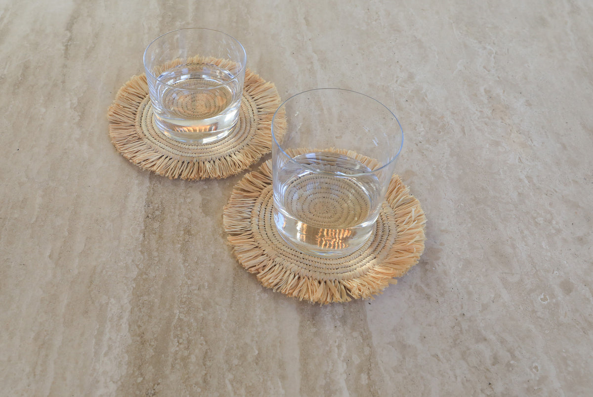 Raffia Coasters Handmade by Women Artisans in Morocco