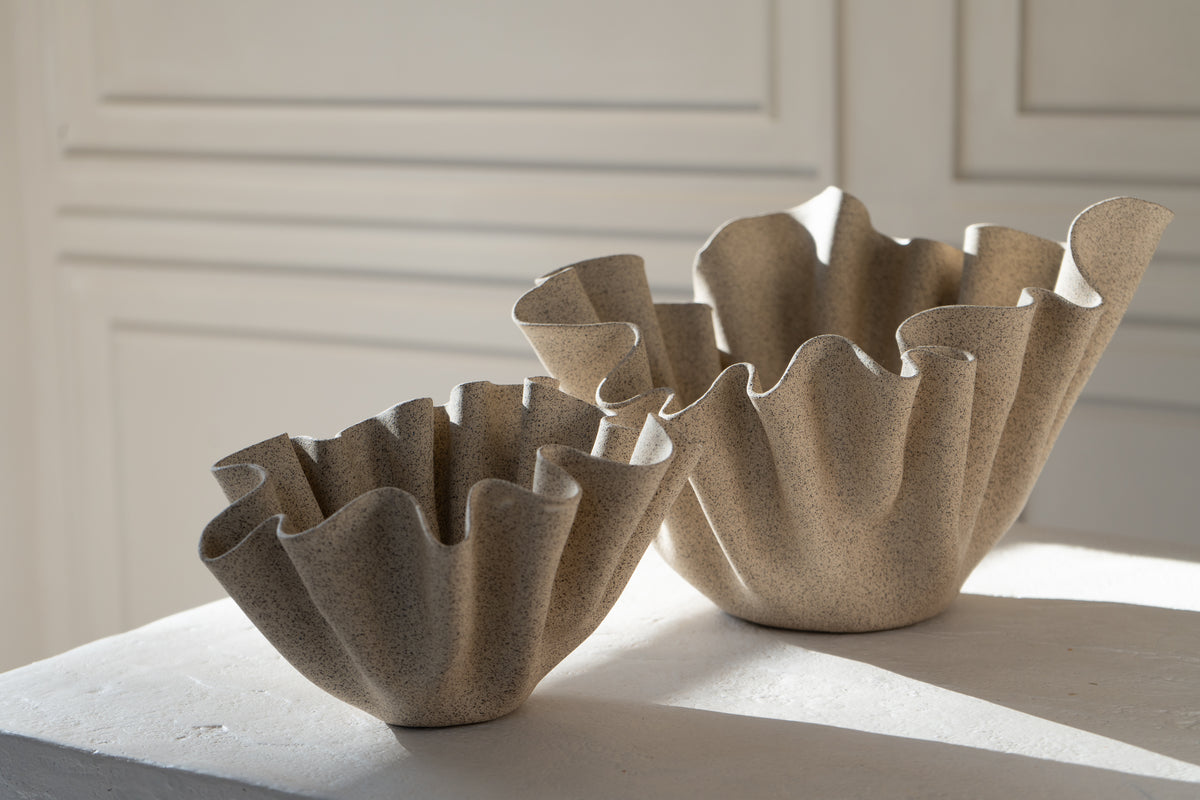 Ruffle Bowl Home Decor Ceramic Handmade Art Object Interior Design Decorative