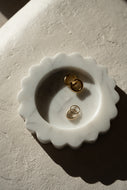 Marble Stone Tray Home Decor Art Object Minimal Design Decorative Catchall Sun Shaped Scalloped Edges