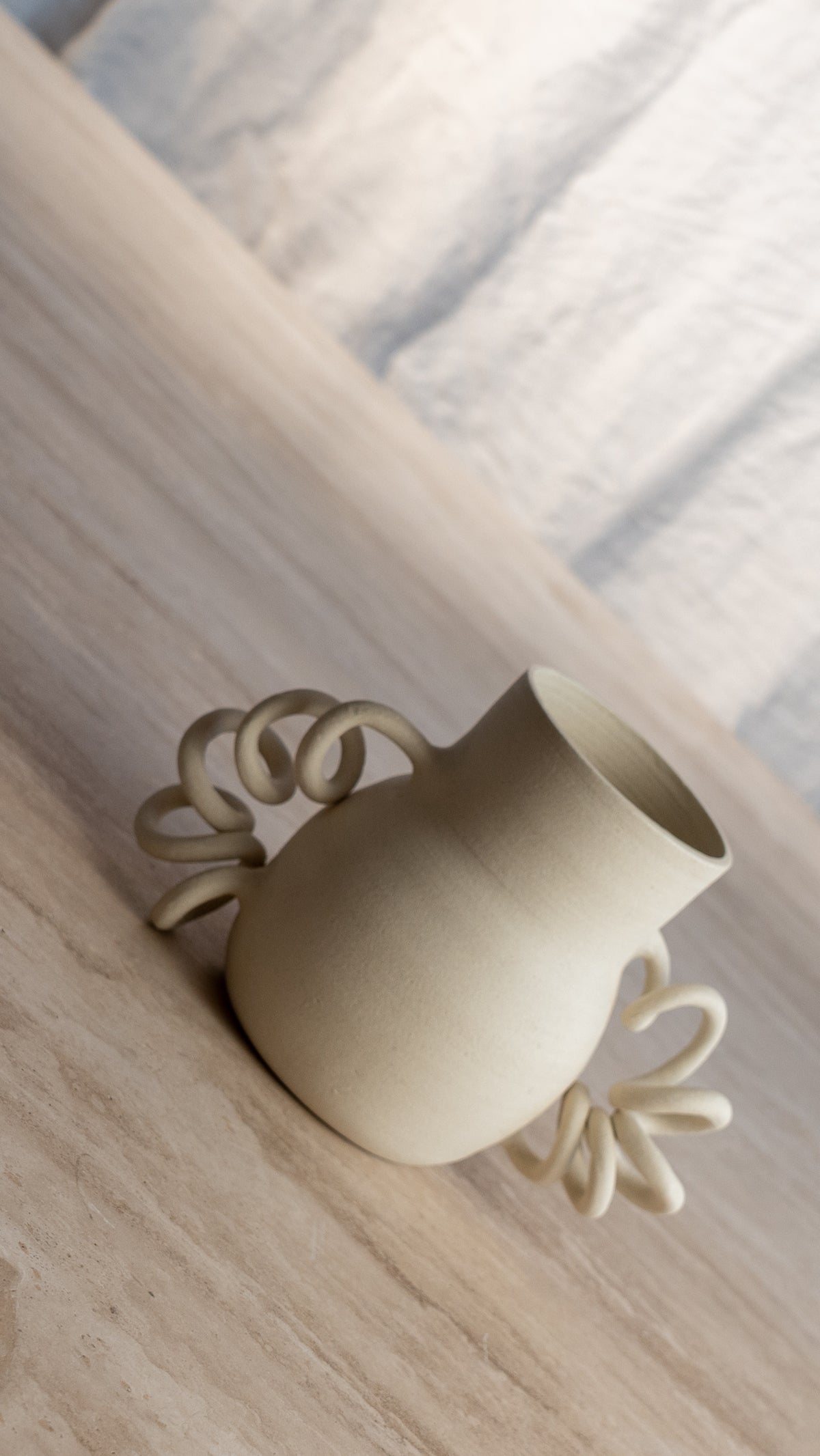 Unique Vase with Spring Handles Handmade Home Decor Ceramic Art Object Interior Design Decorative