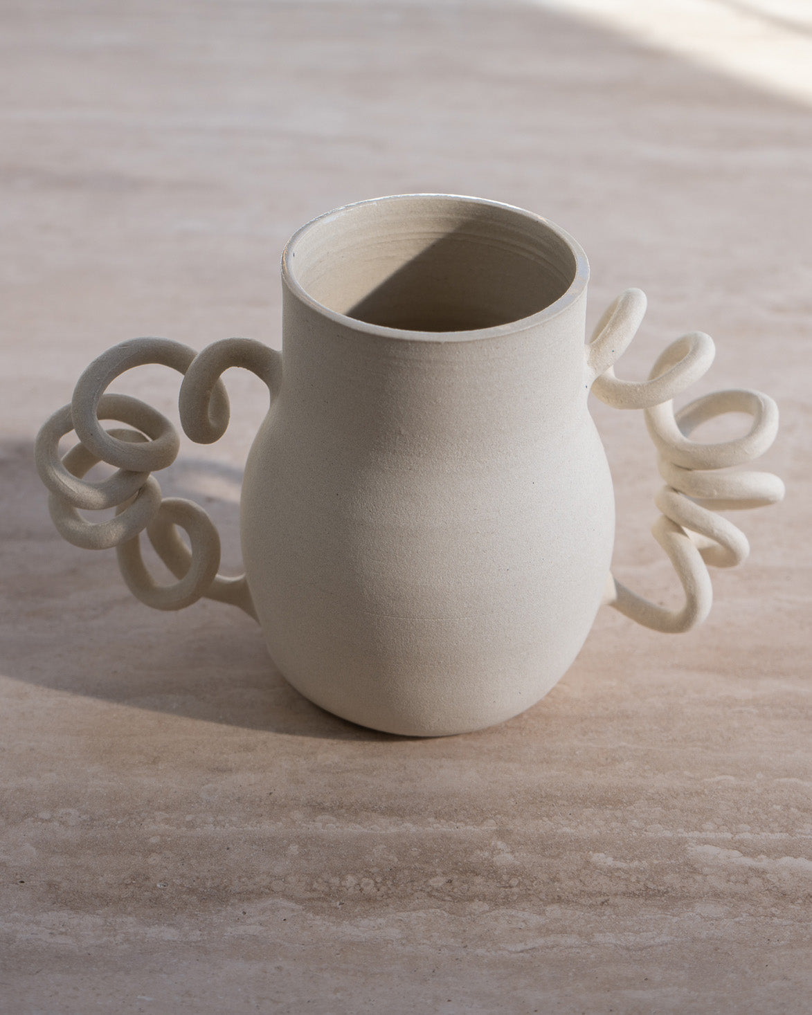 Unique Vase with Spring Handles Handmade Home Decor Ceramic Art Object Interior Design Decorative