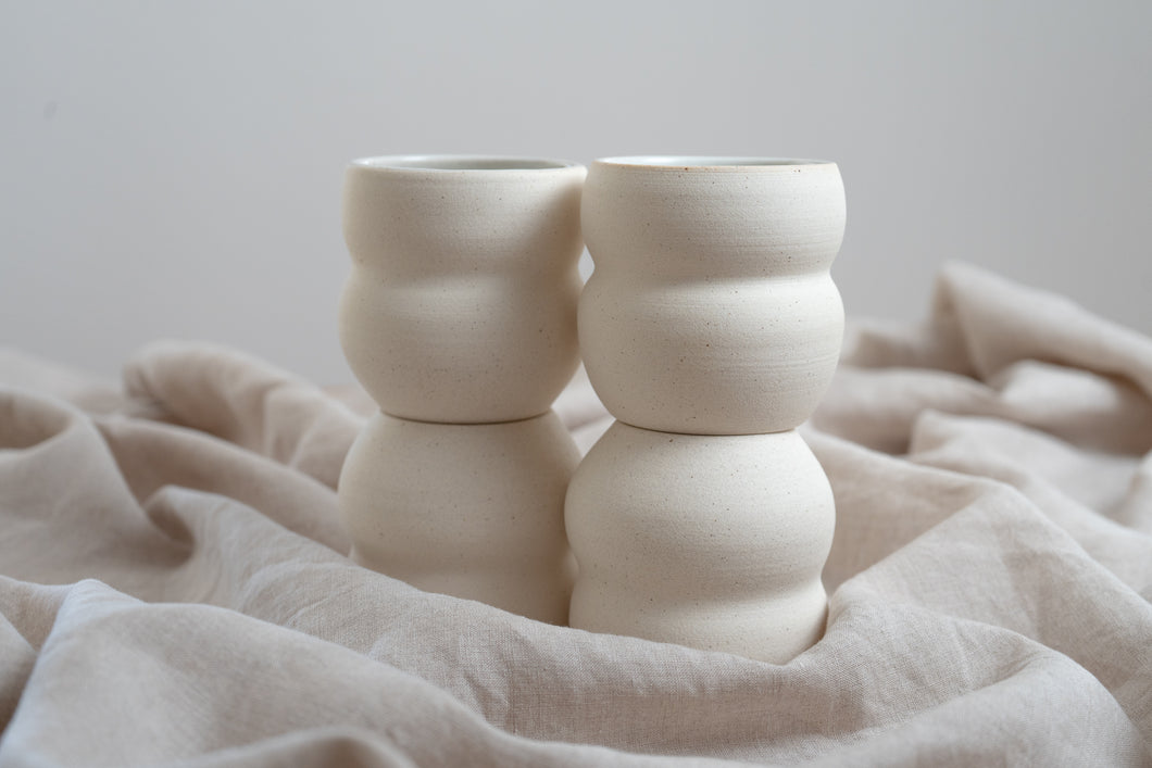 Wavy Ceramic Handmade Cup in Matte Cream by Little Match Studio x INK + PORCELAIN