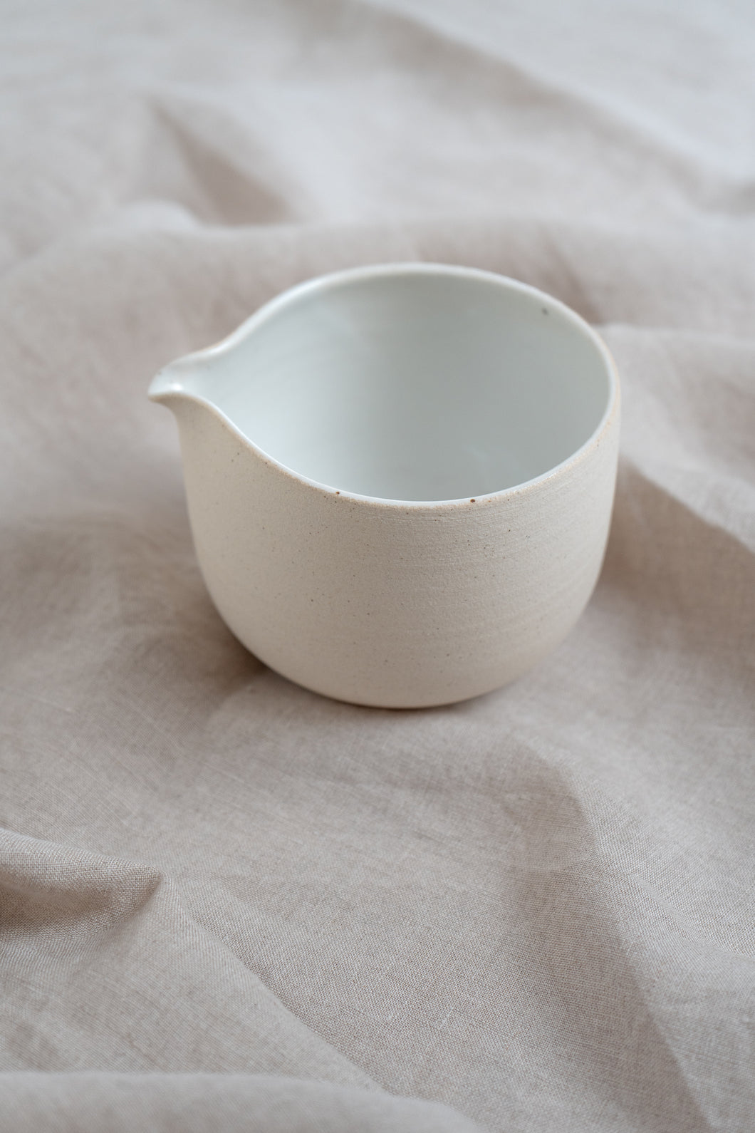 Ceramic Handmade Matcha Bowl in Matte Cream by Little Match Studio x INK + PORCELAIN