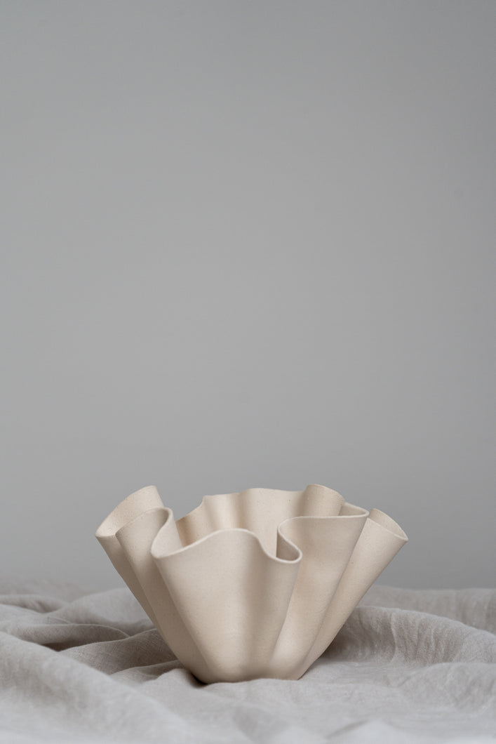 Cream Ruffle Bowl Curious Clay INK + PORCELAIN Handmade Artful Objects Designed By Women