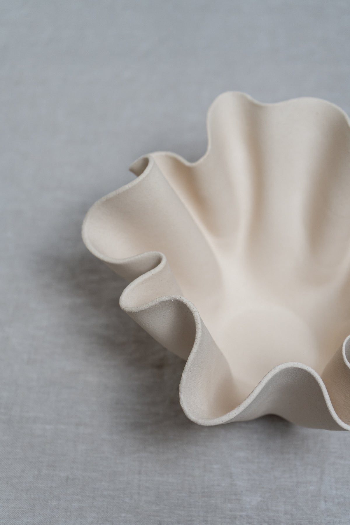 Cream Ruffle Bowl Curious Clay INK + PORCELAIN Handmade Artful Objects Designed By Women