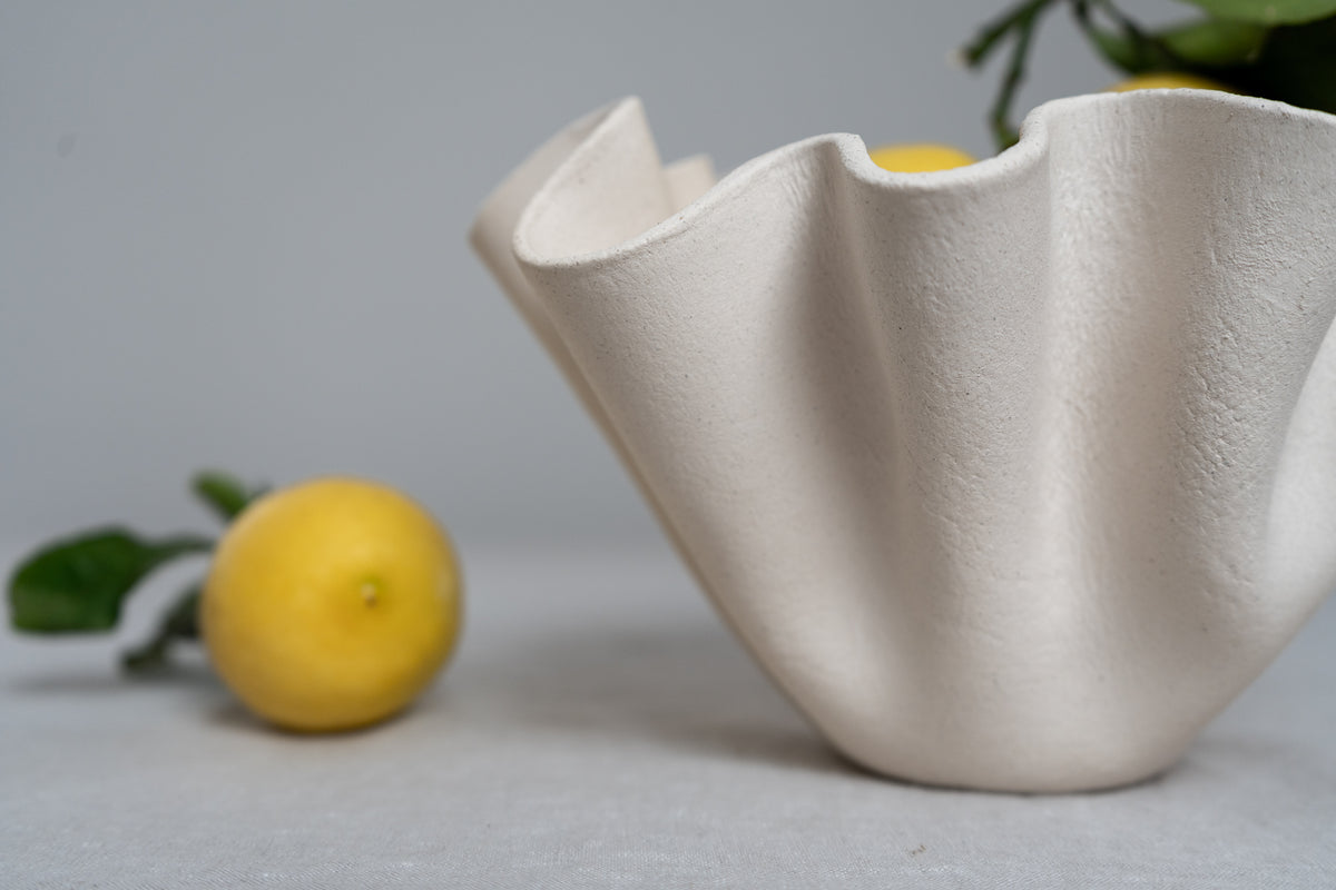 Cream Ruffle Bowl Curious Clay INK + PORCELAIN Handmade Artful Objects Designed By Women