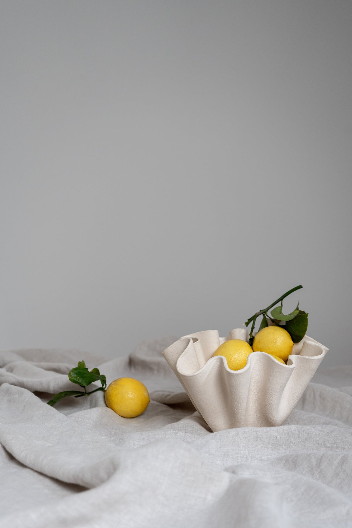 Cream Ruffle Bowl Curious Clay INK + PORCELAIN Handmade Artful Objects Designed By Women